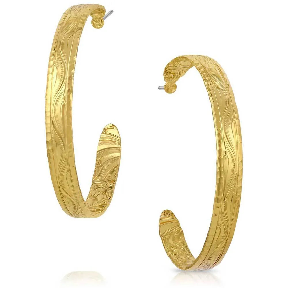 Montana Silversmiths Timeless Elegance Gold Chiseled Hoop Earrings