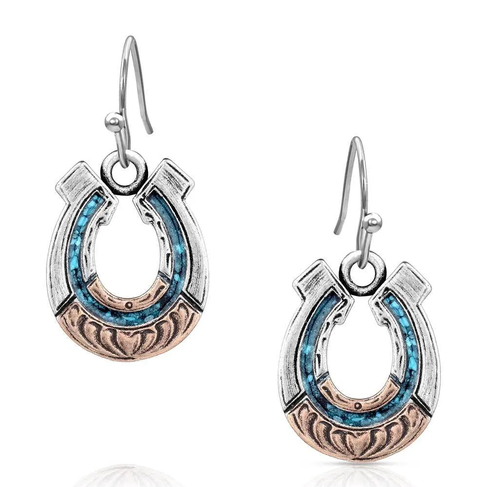 Montana Silversmith Women's Inner Light Turquoise Horseshoe Earrings