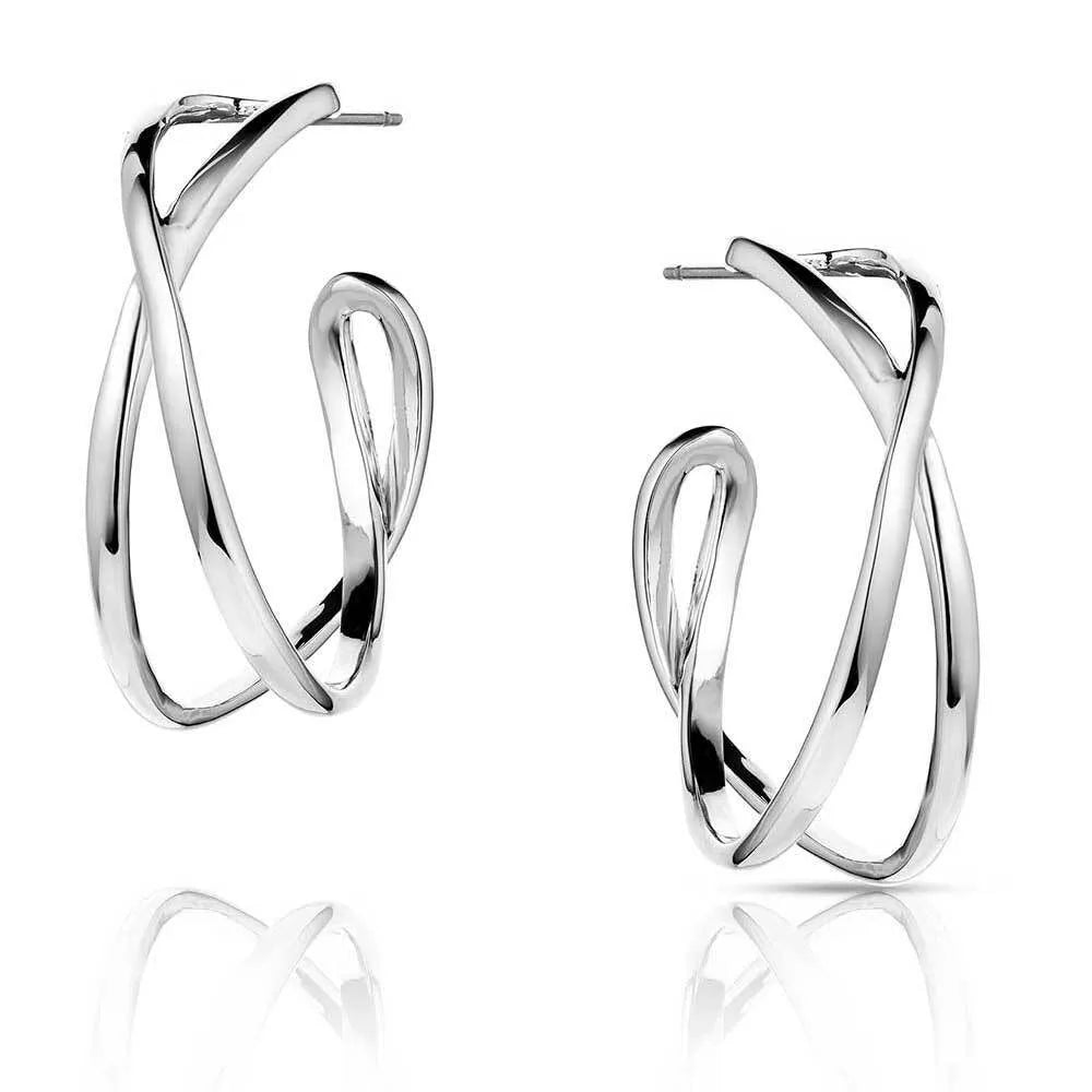 Montana Silversmith Women's Daring Crossed Hoop Earrings