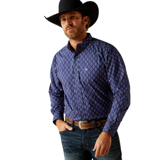 Ariat Men's Cade Long Sleeve Shirt- Navy