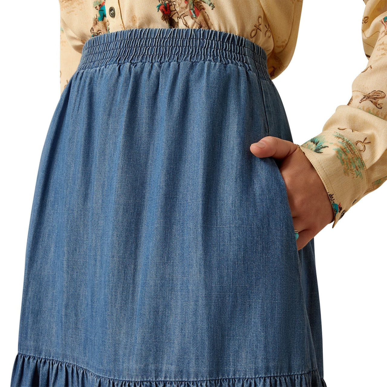 Ariat Women's Chambray Tier Skirt- Medium