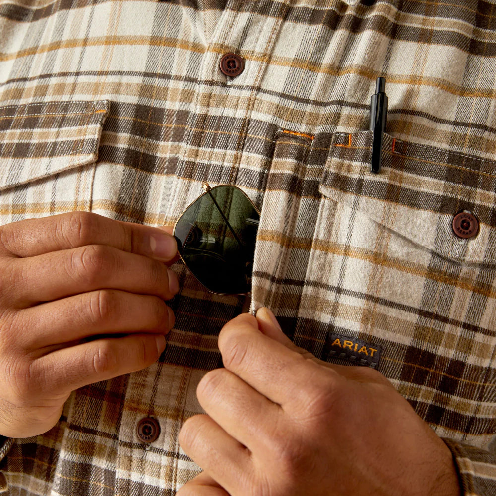 Ariat Men's Rebar Flannel Dura Stretch LS Work Shirt - Silver Lining