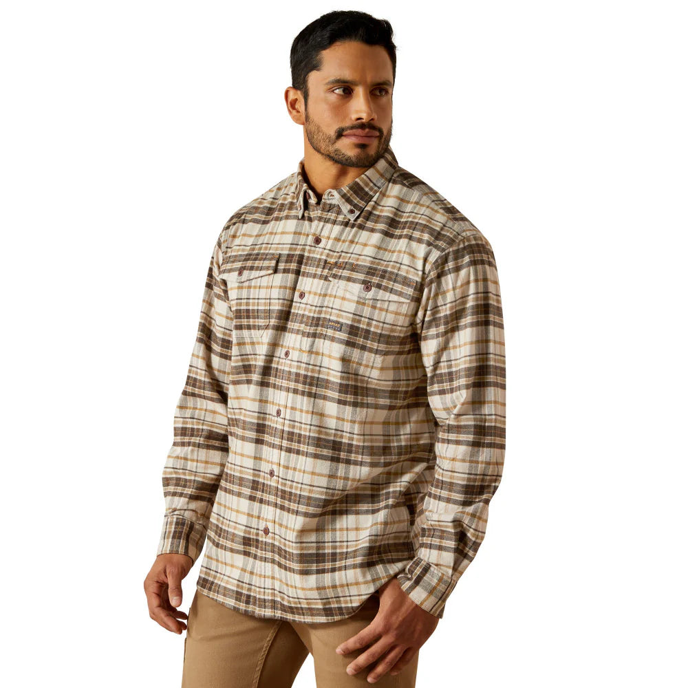 Ariat Men's Rebar Flannel Dura Stretch LS Work Shirt - Silver Lining