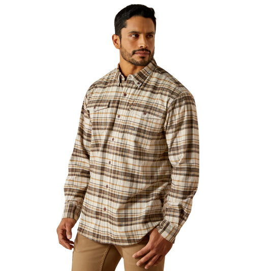 Ariat Men's Rebar Flannel Dura Stretch LS Work Shirt - Silver Lining