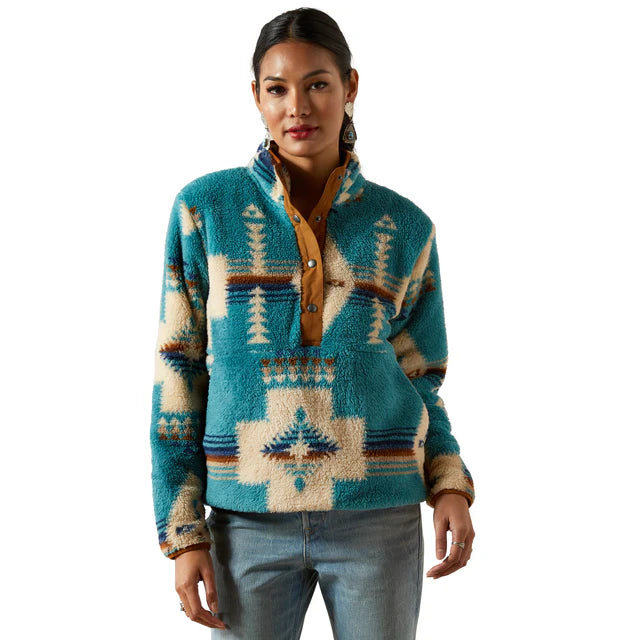 Ariat Women's Long Sleeve Berber Snap Front Sweatshirt- Agave