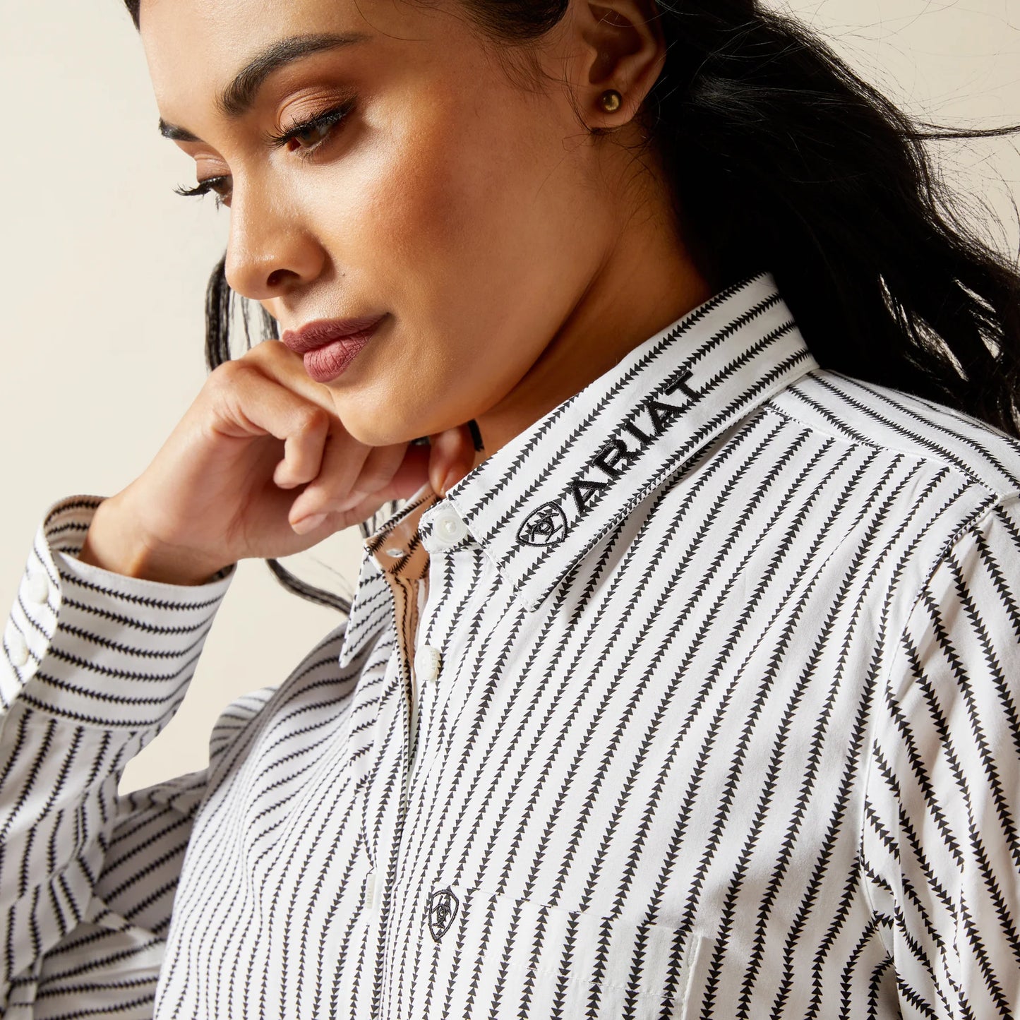 Ariat Women's Kirby Stretch Long Sleeve Shirt - Black & White