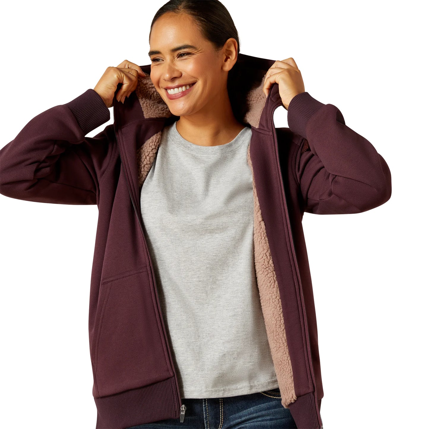 Ariat Women's Rebar All Weather Sherpa Full Zip Hoodie - Fudge
