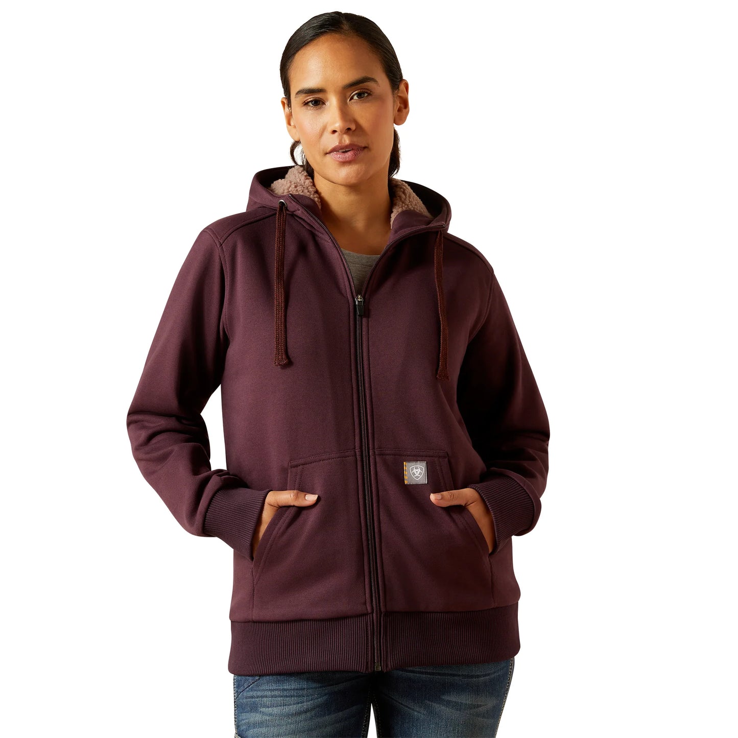 Ariat Women's Rebar All Weather Sherpa Full Zip Hoodie - Fudge