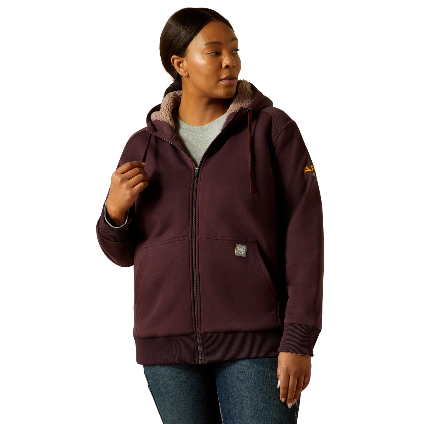 Ariat Women's Rebar All Weather Sherpa Full Zip Hoodie - Fudge