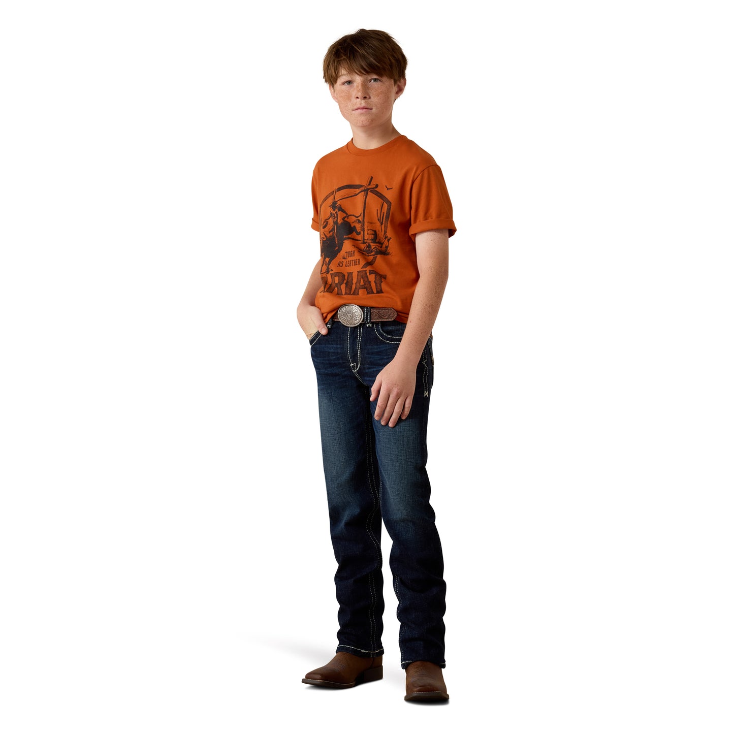 Ariat Youth Tough As Leather T-Shirt - Bombay Brown
