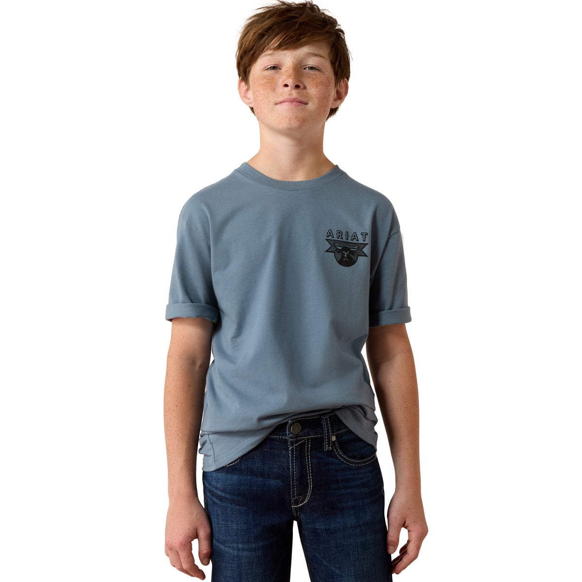 Ariat Boys' Rope and Ride T-Shirt - Light Denim