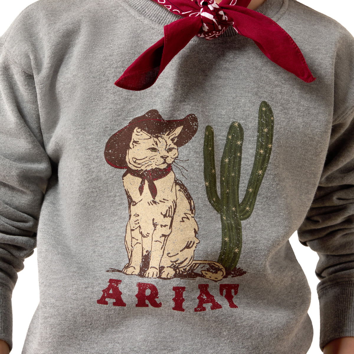 Ariat Girls' Sassy Cat Sweatshirt - Heather Grey