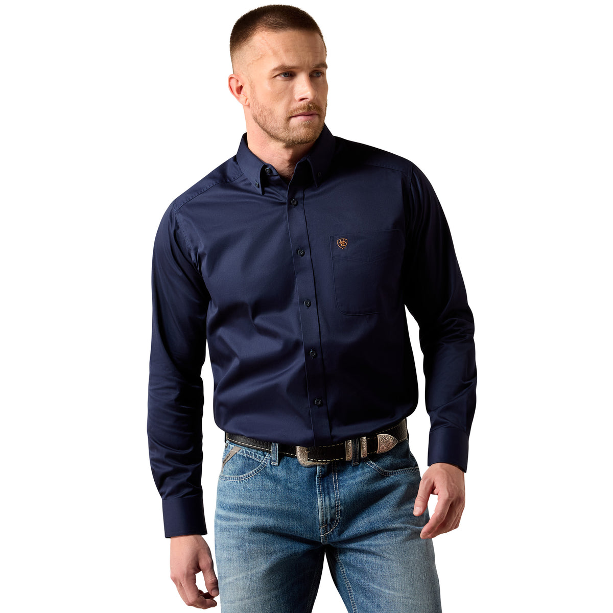 Ariat Men's Solid Twill Classic Fit Shirt - Navy
