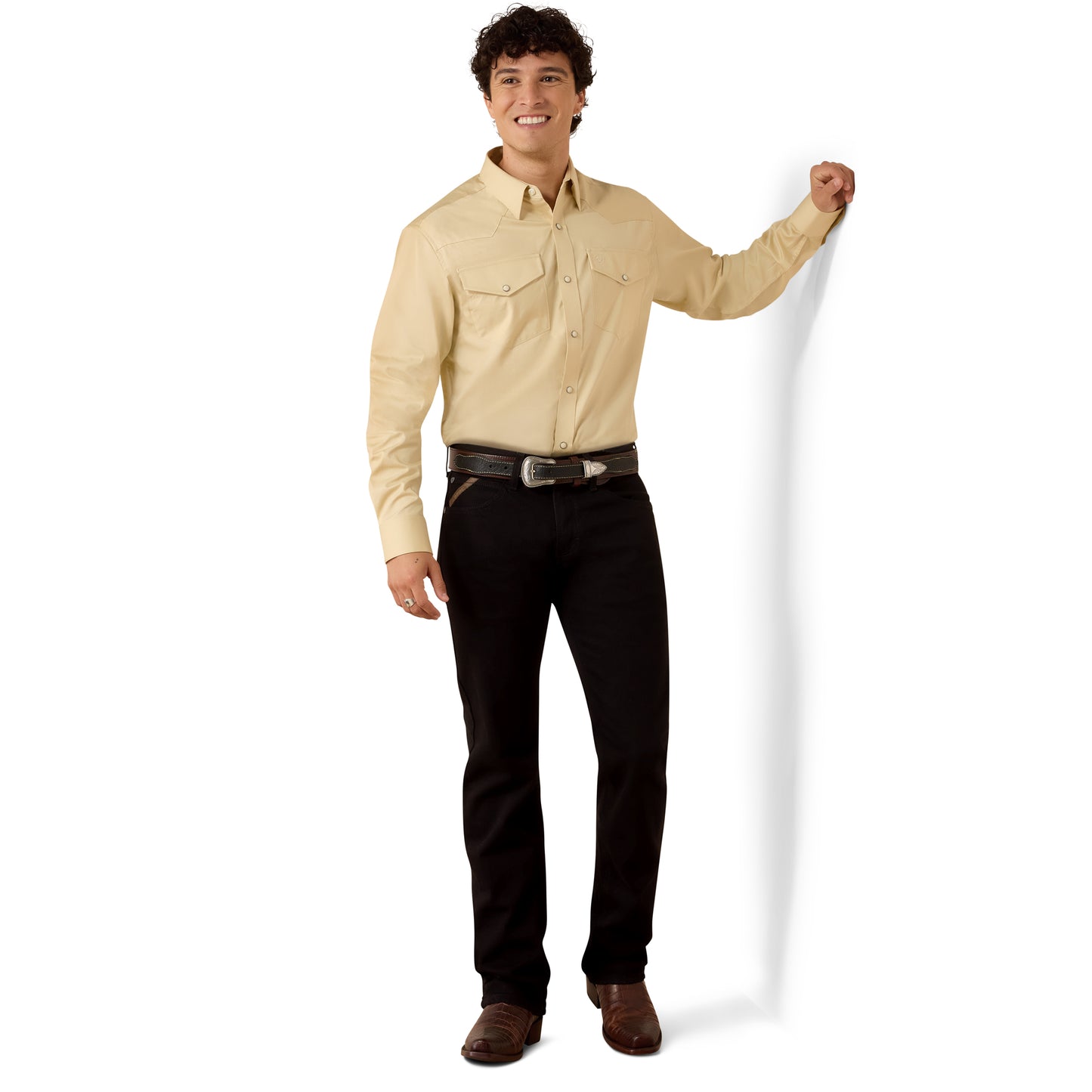 Ariat Men's Solid Twill Fitted Shirt - Off White