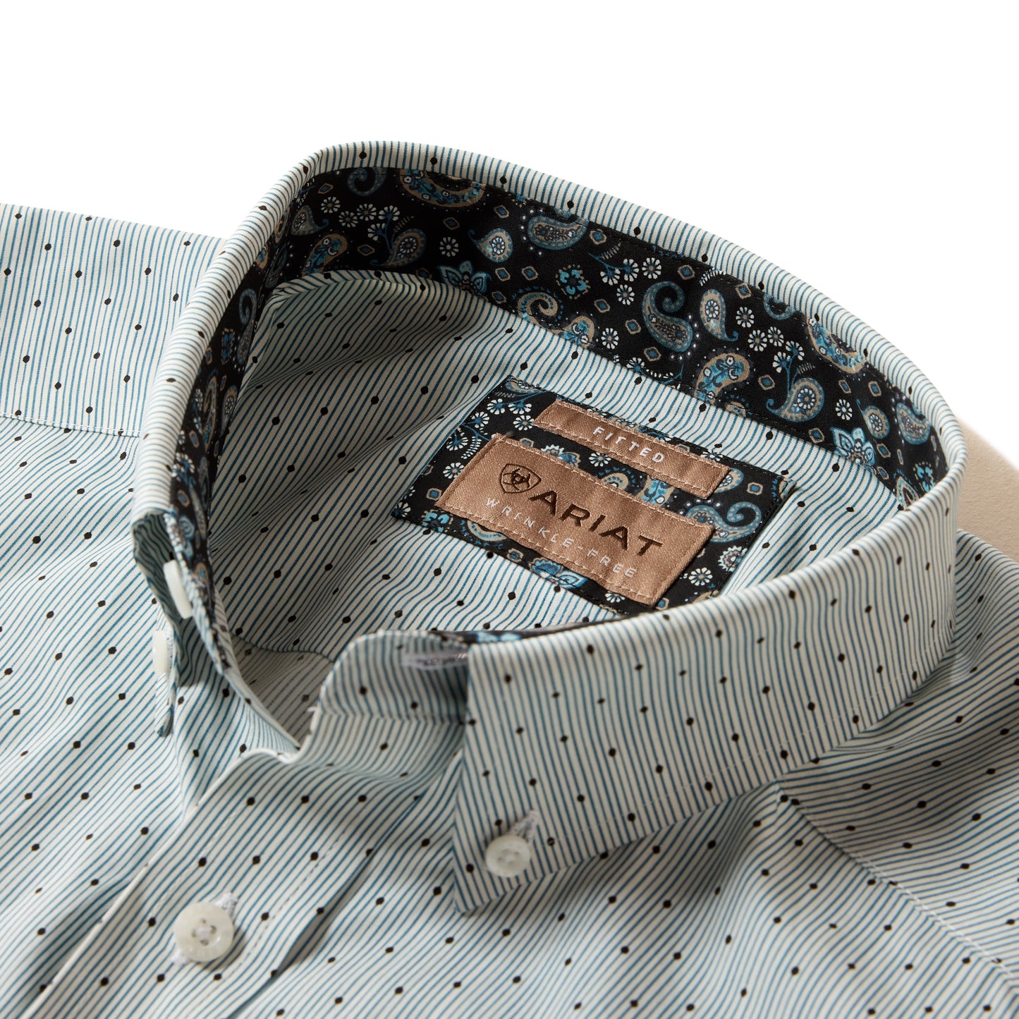 Ariat Men's Wrinkle Free Bryton Fitted Shirt - Off White Multi Dot Print
