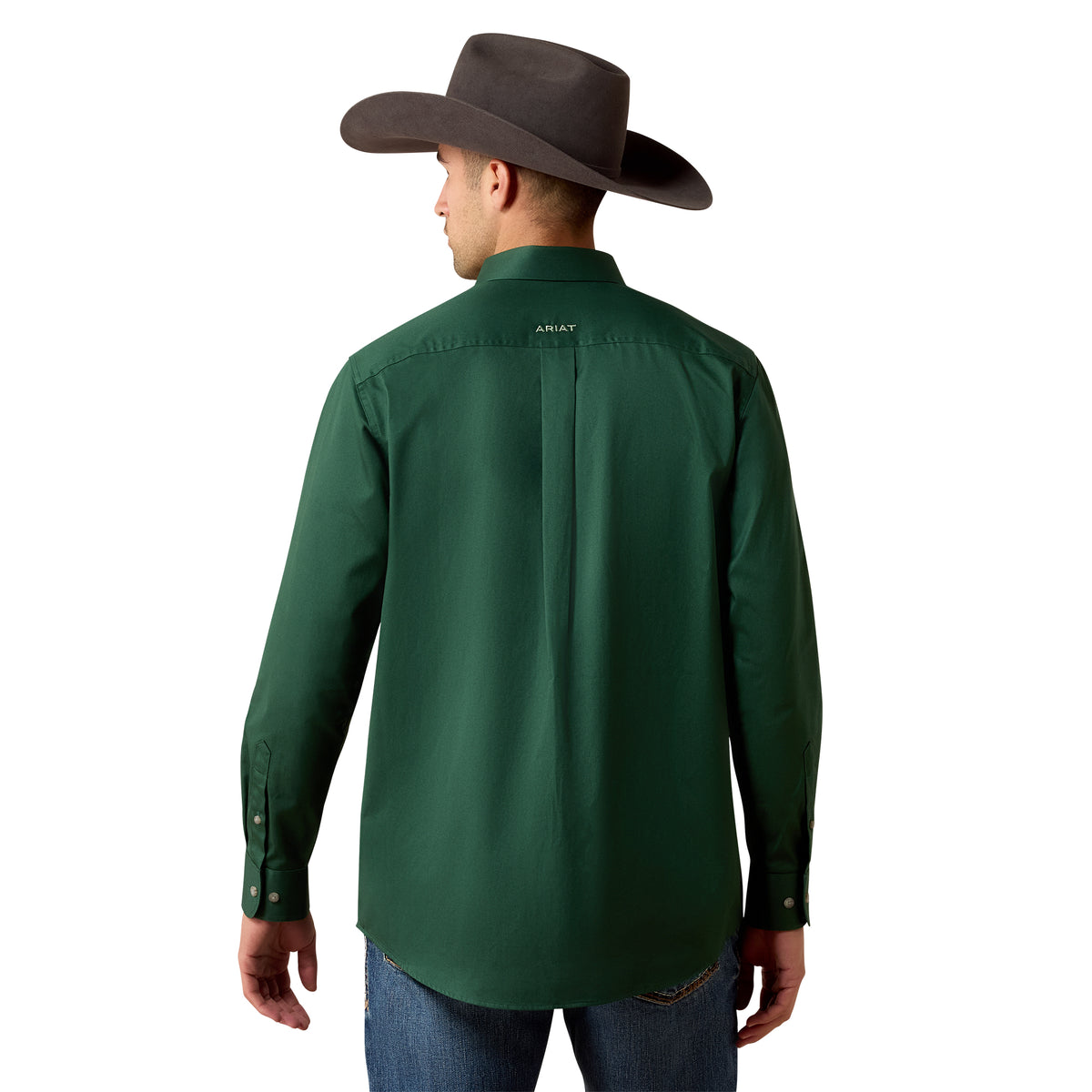 Ariat Men's Team Logo Twill Classic Fit Shirt - Pineneedle Green/Aspen Green
