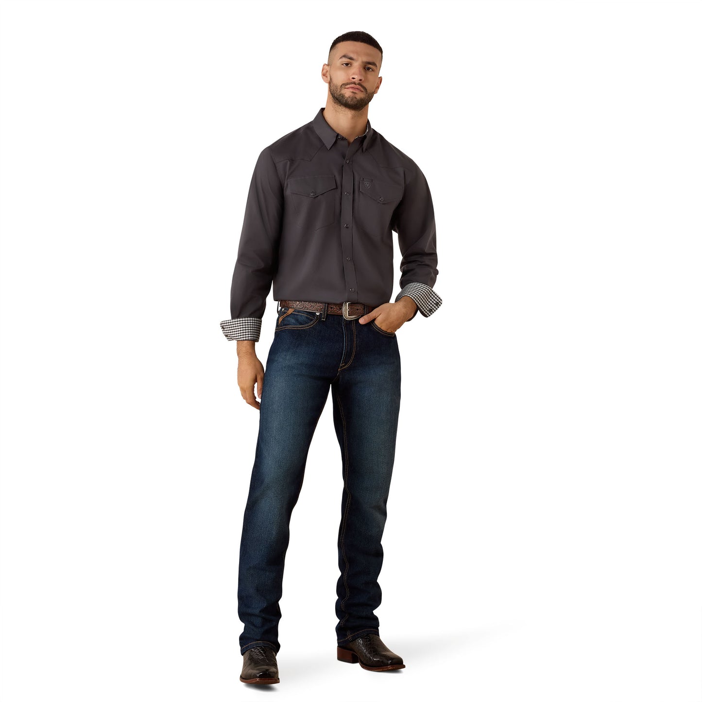 Ariat Men's Wrinkle Free Refined Slub Classic Fit Shirt - Phantom