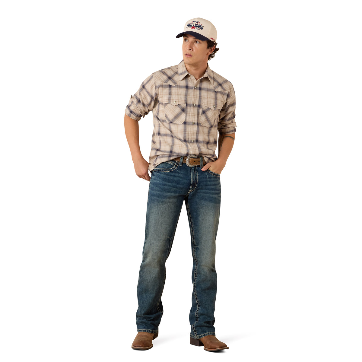 Ariat Men's Retro Hudde Fitted Snap Shirt - Peyote Plaid