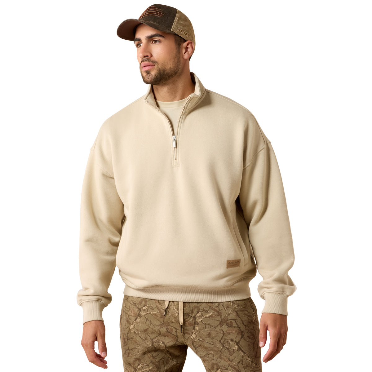 Ariat Men's ToughStock Washed Heavyweight Fleece 1/4 Zip Sweatshirt - Peyote