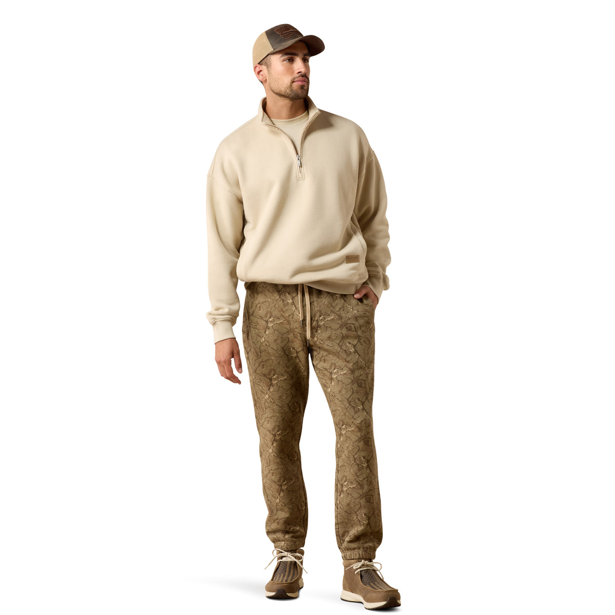 Ariat Men's ToughStock Washed Heavyweight Fleece 1/4 Zip Sweatshirt - Peyote