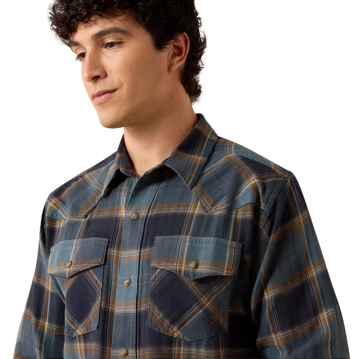 Ariat Men's Retro Harbert Fitted Snap Shirt - Inkwell Plaid