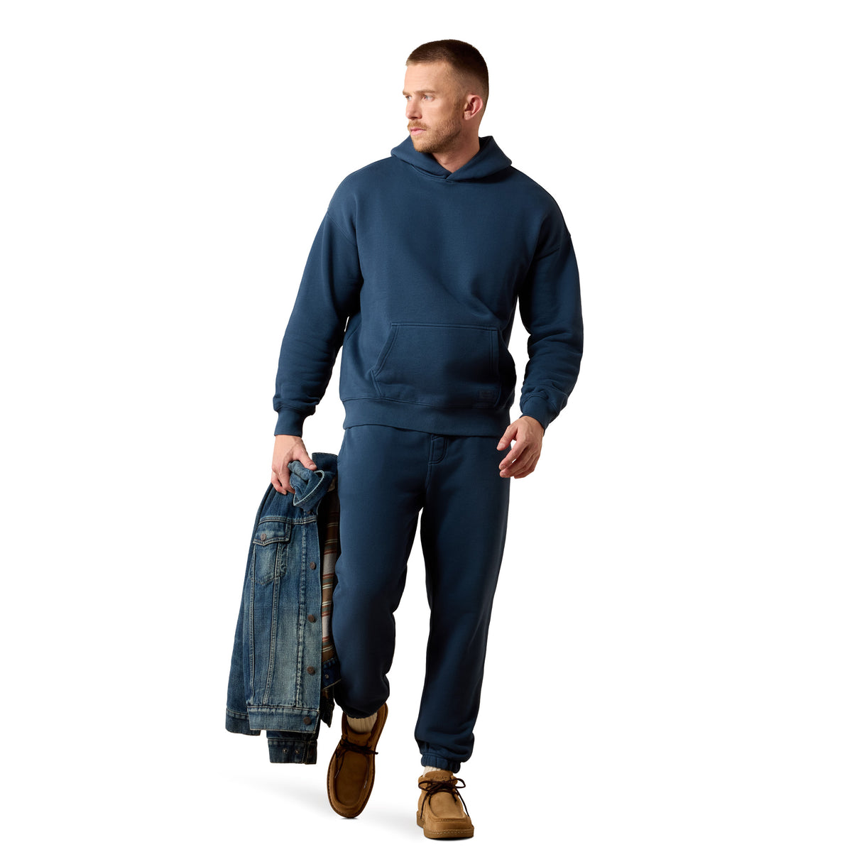 Ariat Men's ToughStock Washed Heavyweight Fleece Hoodie - Midnight Navy