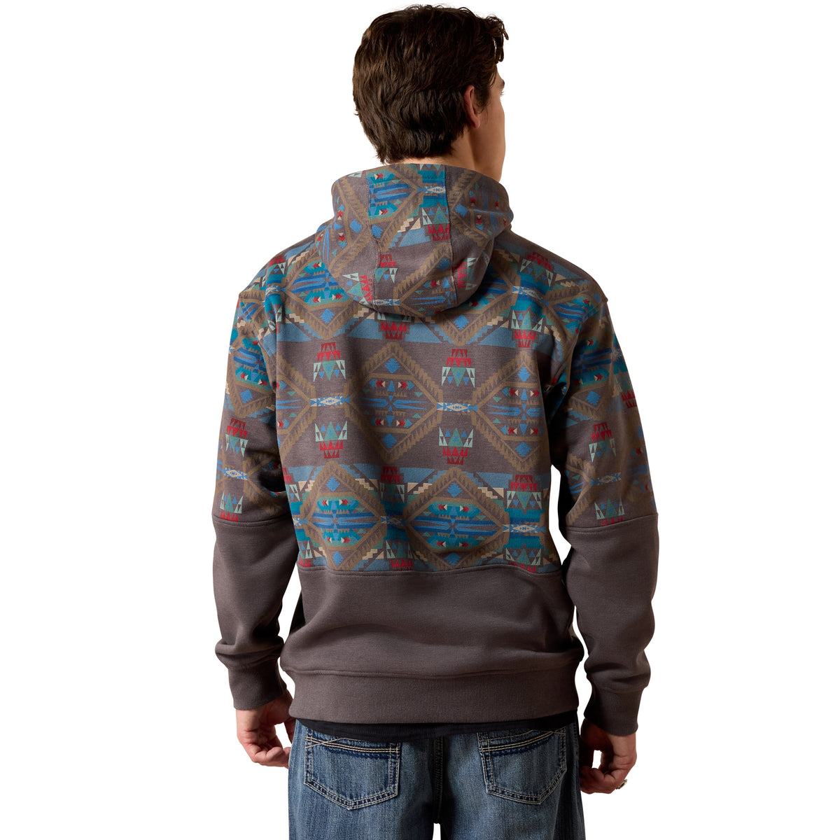 Ariat Men's Color Block Hoodie - Medium Grey Southwest