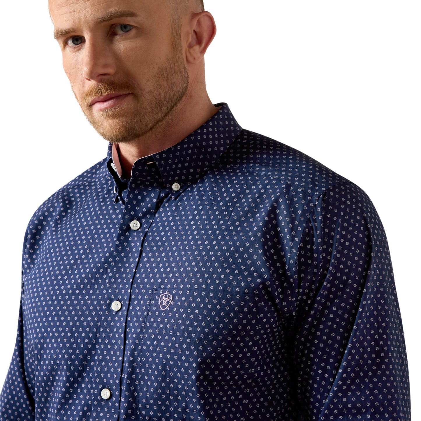 Ariat Men's Wrinkle Free Wes Classic Fit Long Sleeve Shirt - Maritime Blue