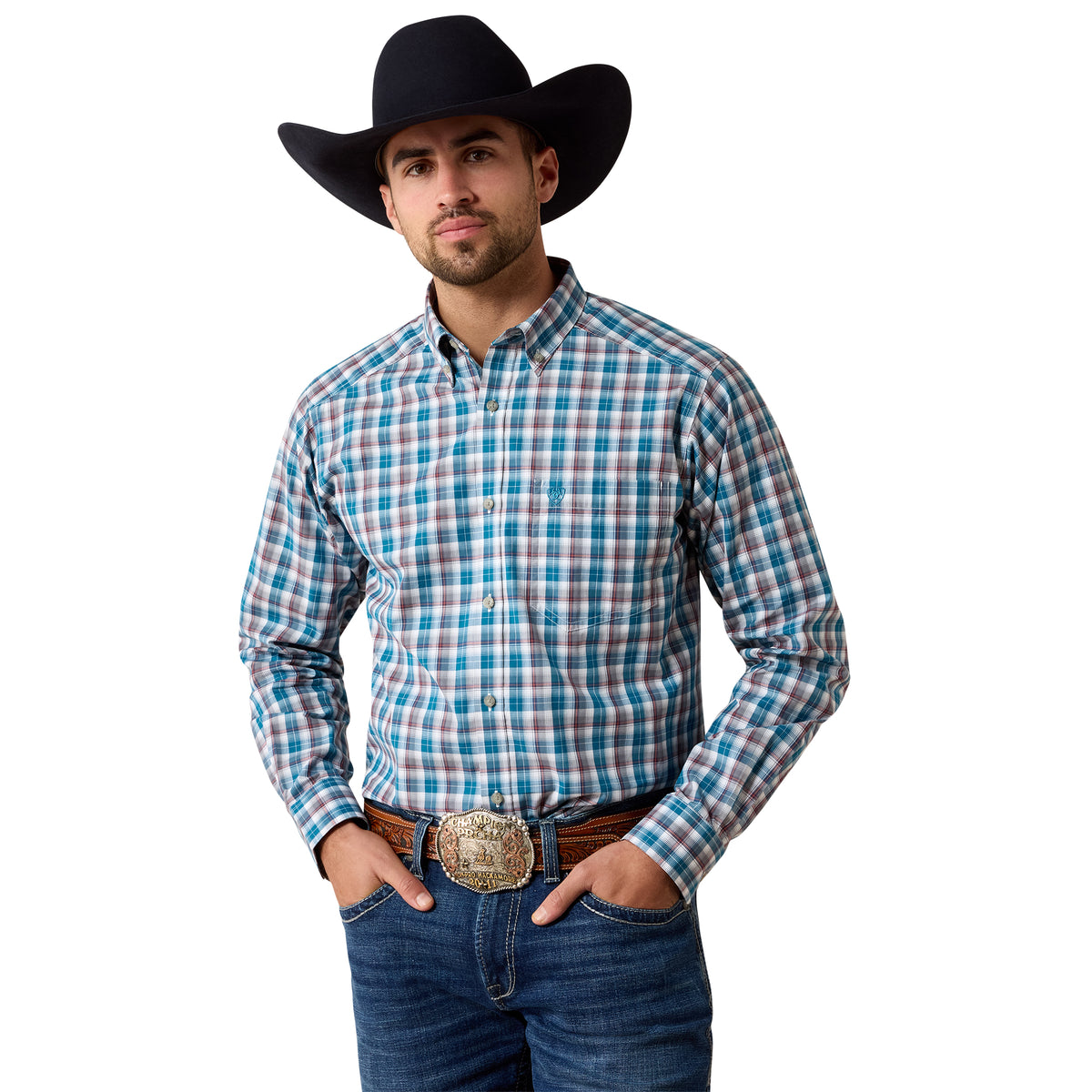Ariat Men's Pro Series Walter Classic Fit Shirt - Lyon Blue Small Plaid