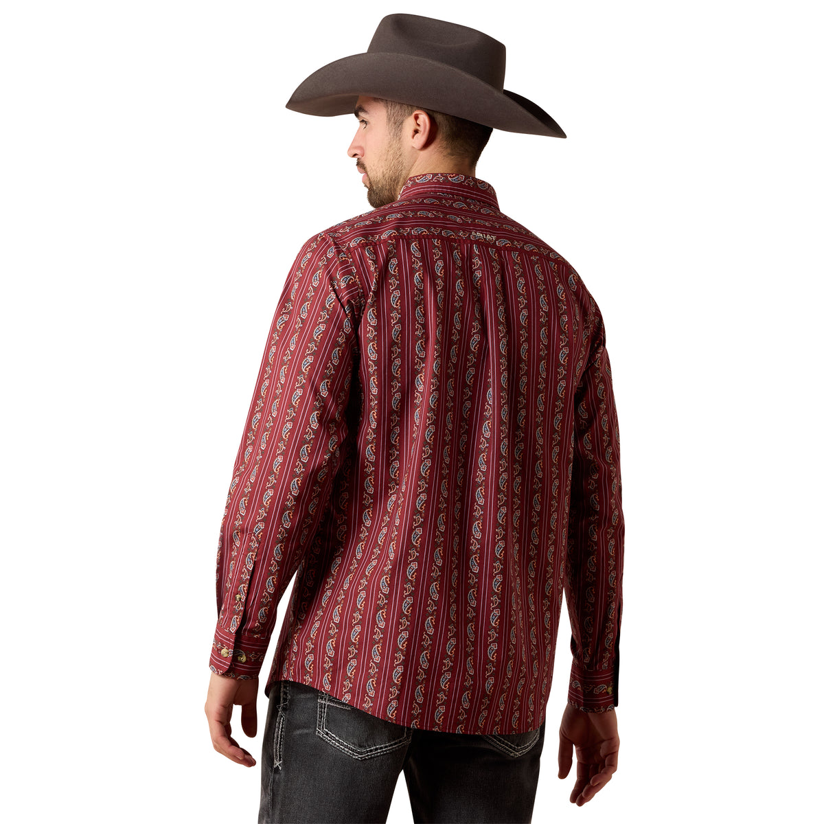Ariat Men's Team Dutton Classic Fit Shirt - Ketchup Paisley Stripe/Savanna