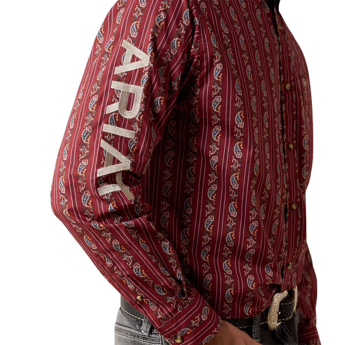 Ariat Men's Team Dutton Classic Fit Shirt - Ketchup Paisley Stripe/Savanna