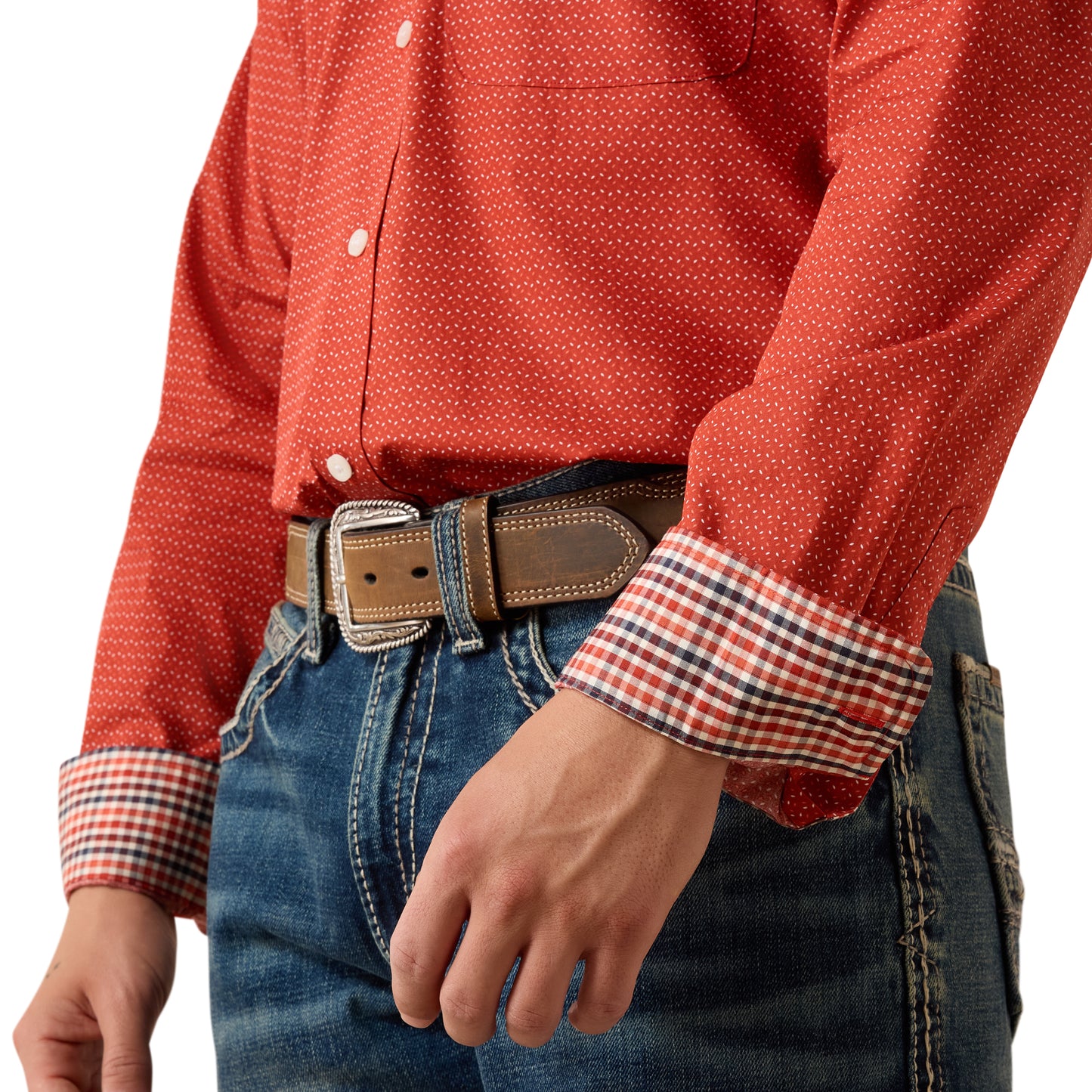 Ariat Men's Wrinkle Free Willet Fitted Shirt - Ketchup Dot Print