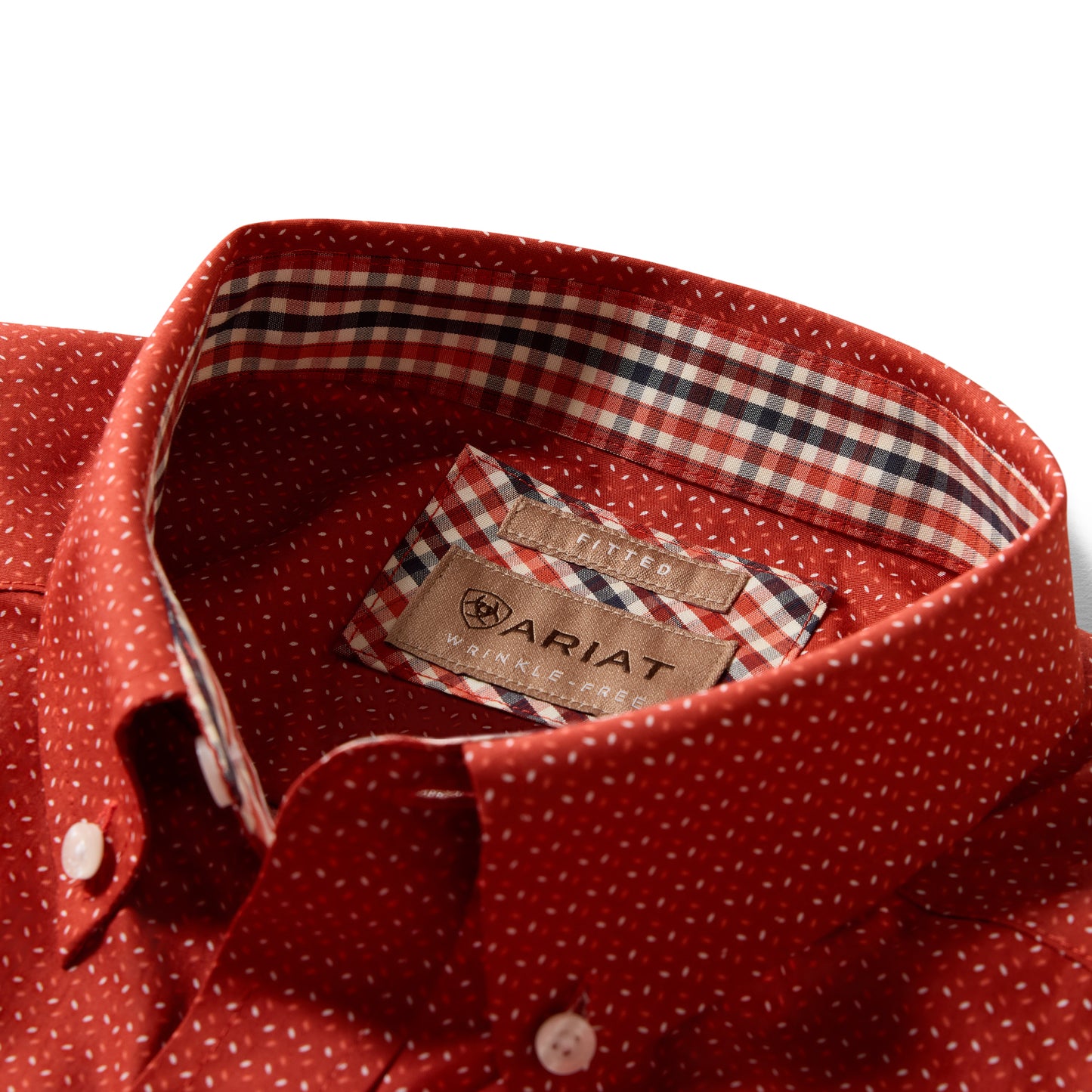 Ariat Men's Wrinkle Free Willet Fitted Shirt - Ketchup Dot Print
