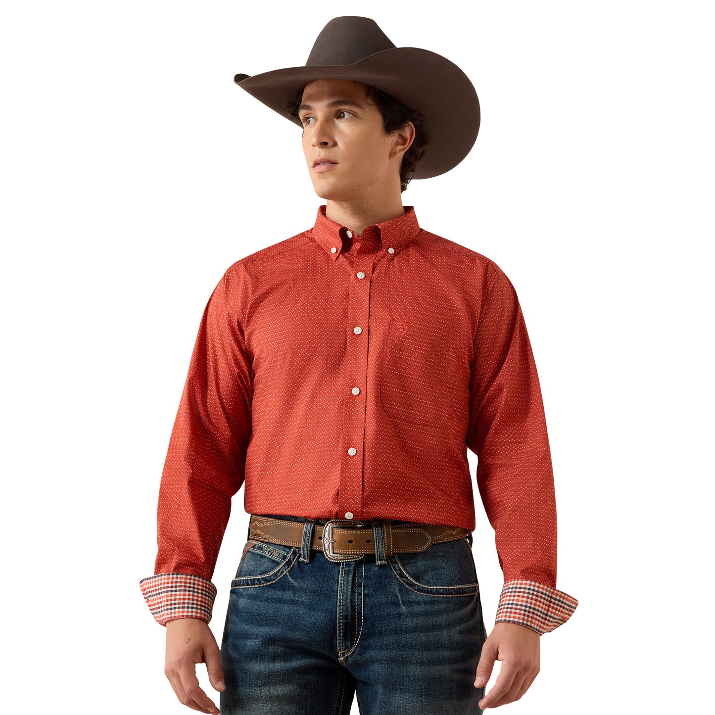 Ariat Men's Wrinkle Free Willet Fitted Shirt - Ketchup Dot Print