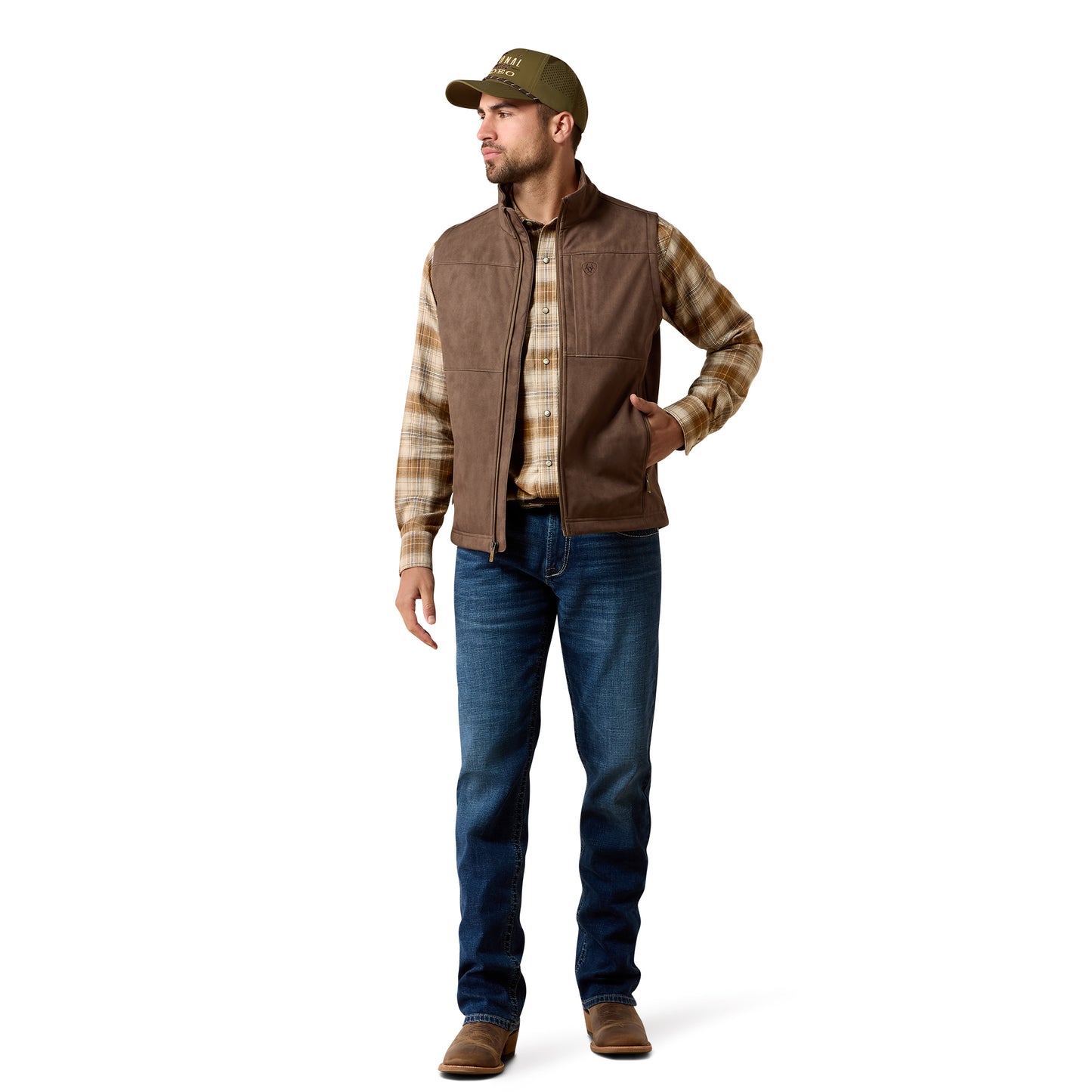 Ariat Men's Vernon Softshell Vest - Wren Faux Leather