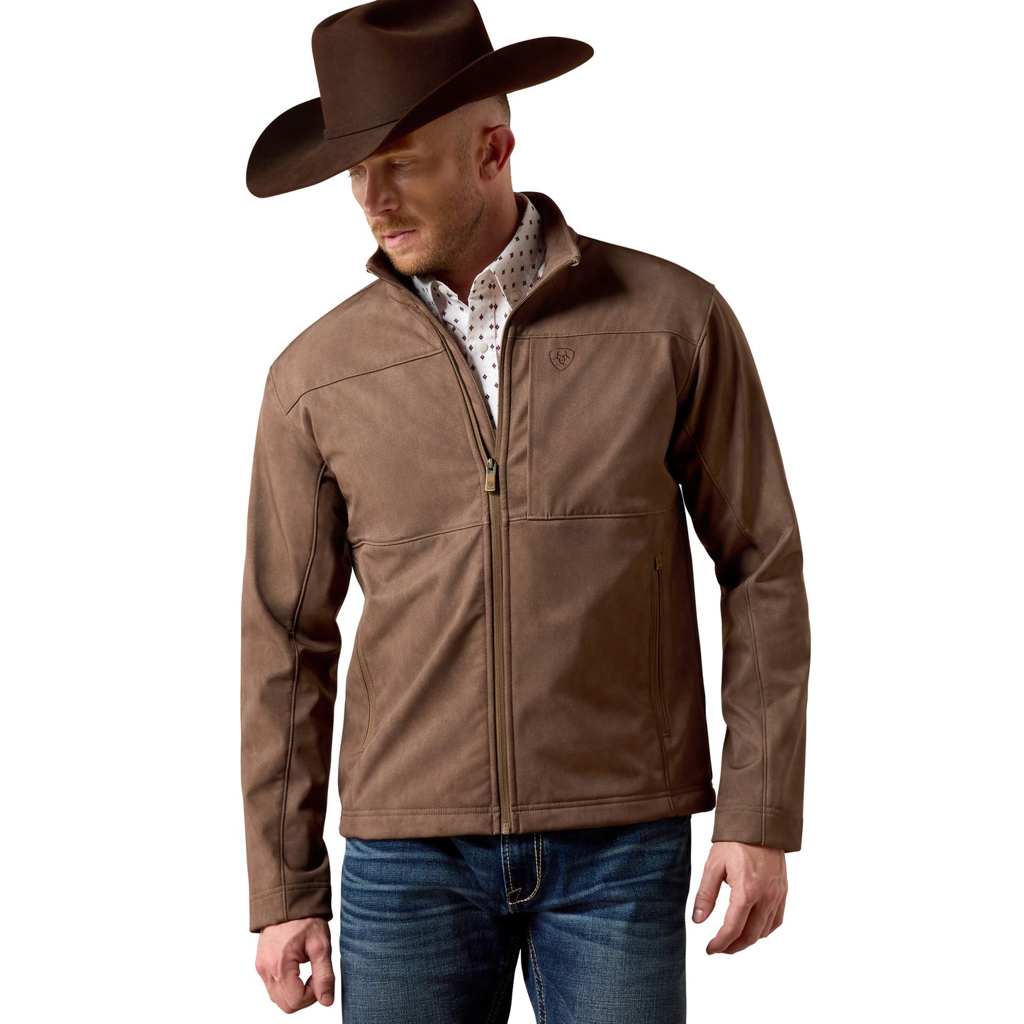 Ariat Men's Vernon Softshell Jacket - Wren Faux Leather