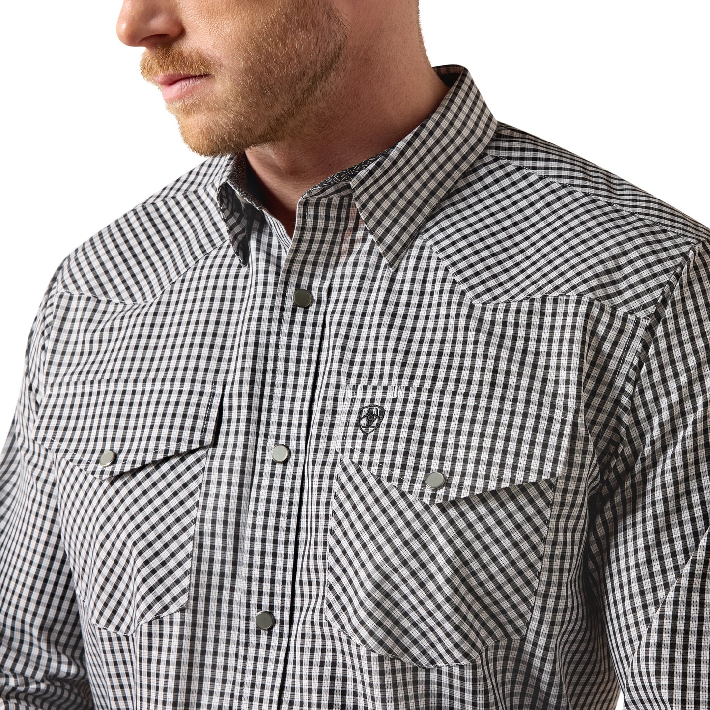 Ariat Men's Wrinkle Free Bud Classic Fit Snap Shirt - White/Black Small Plaid
