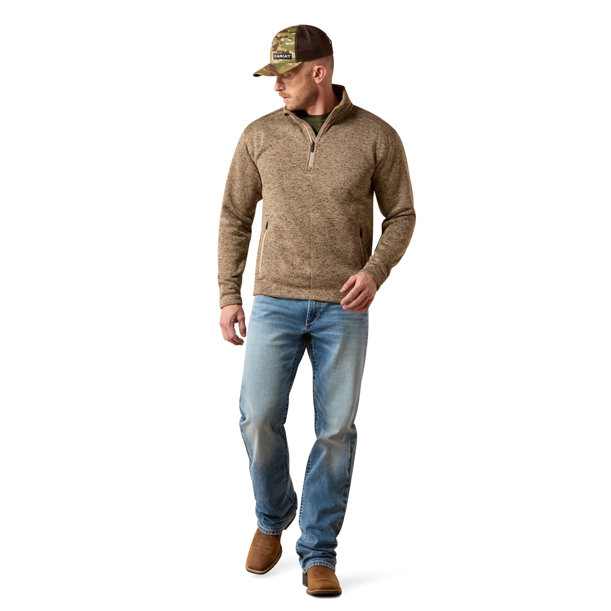 Ariat Men's Caldwell 1/4 Zip Sweater - Savannah Tan