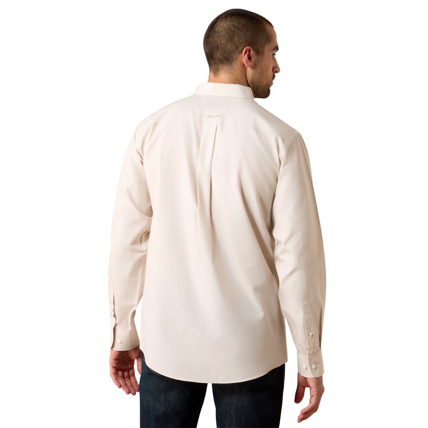 Ariat Men's Wrinkle Free Solid Pinpoint Oxford Classic Fit Shirt - Savannah Tan