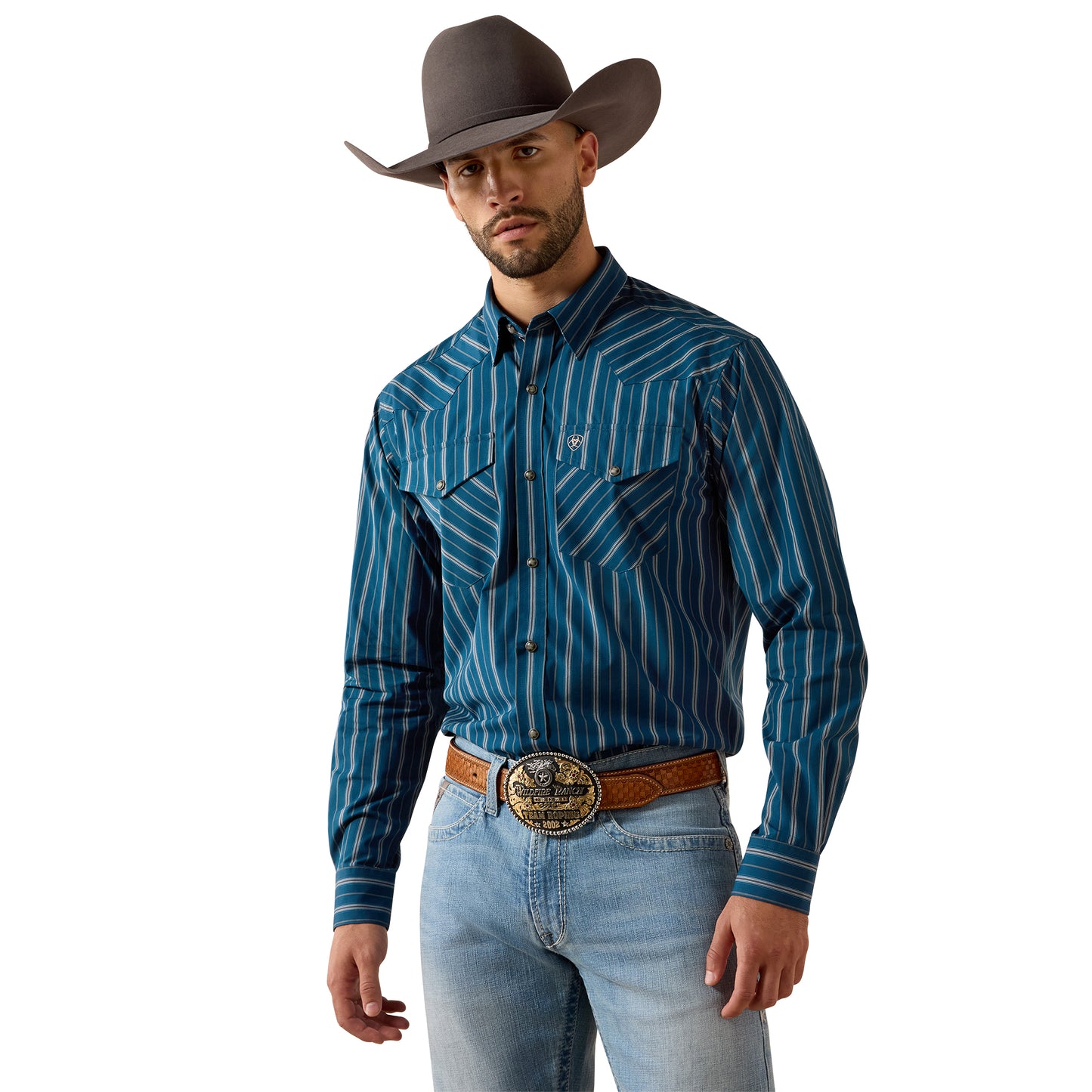 Ariat Men's Pro Series Wolfgang Classic Fit Snap Shirt - Sailor Blue Vertical Stripe