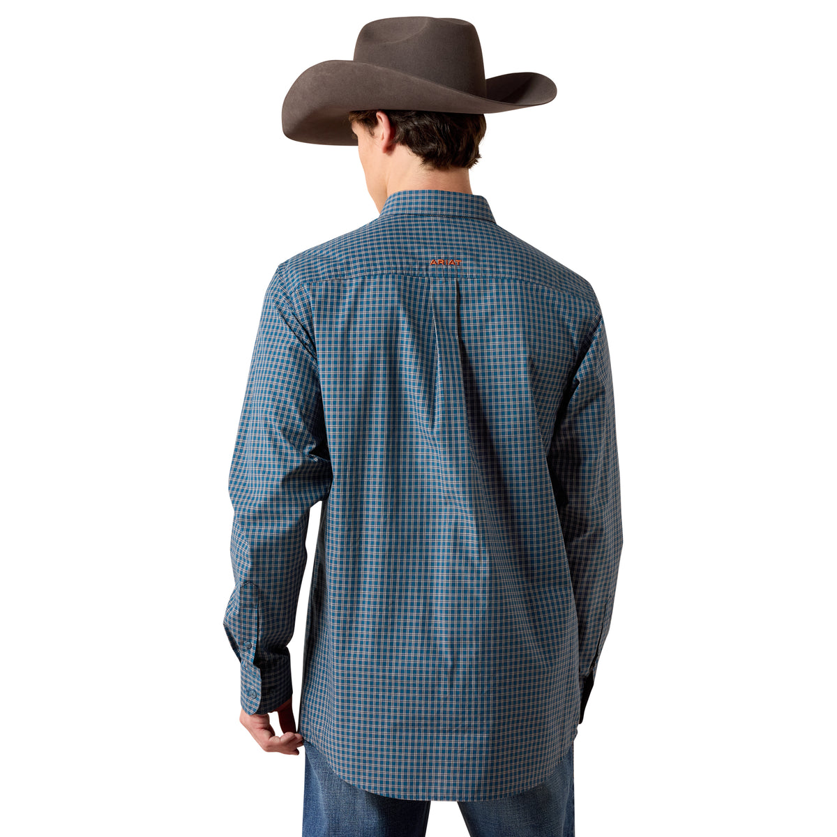 Ariat Men's Pro Series Whit Fitted Shirt - Sailor Blue Micro Plaid