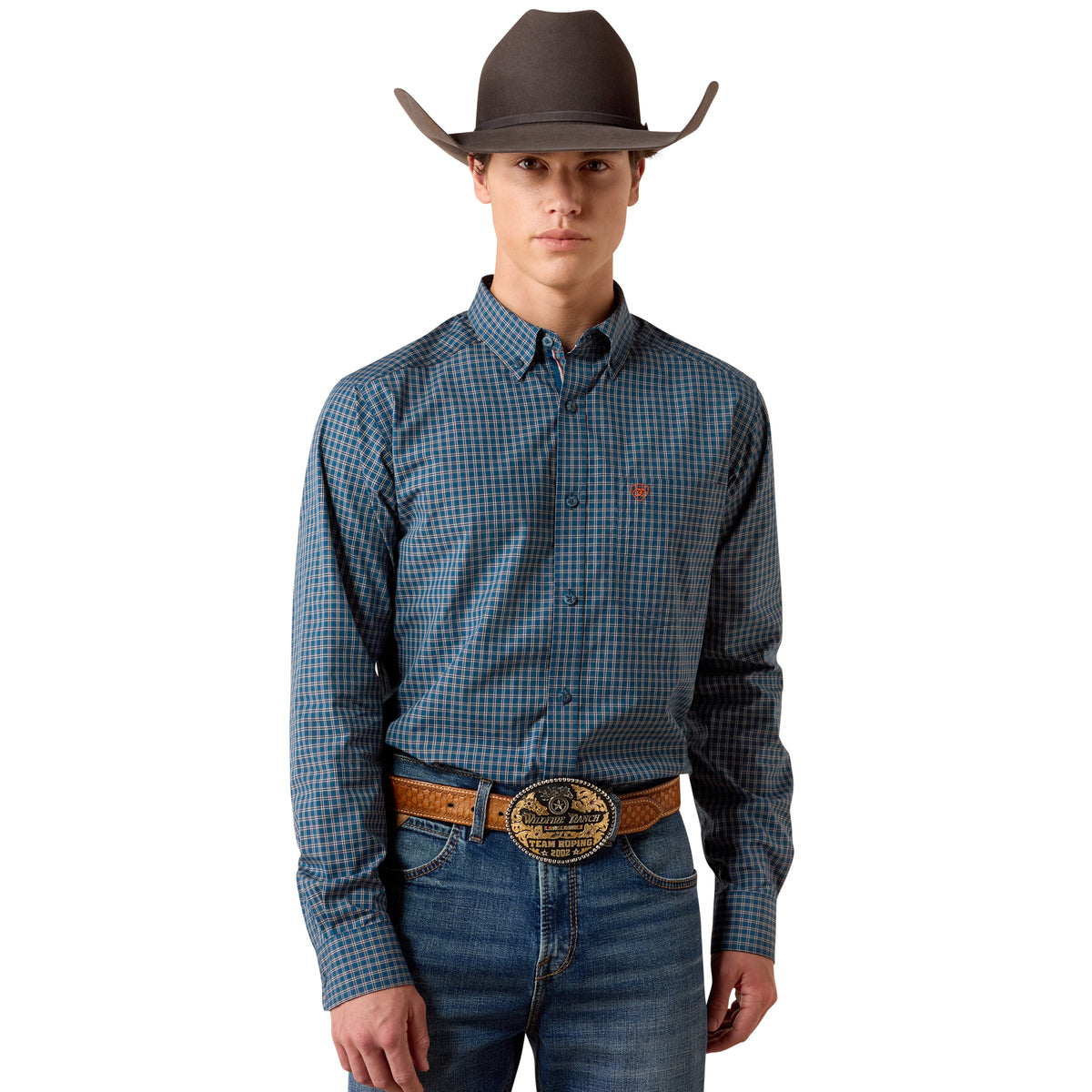 Ariat Men's Pro Series Whit Fitted Shirt - Sailor Blue Micro Plaid
