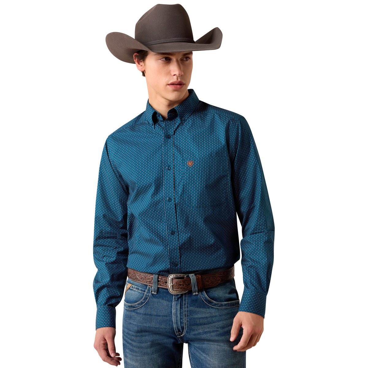 Ariat Men's Claude Fitted Shirt - Sailor Blue Micro Geometric Print
