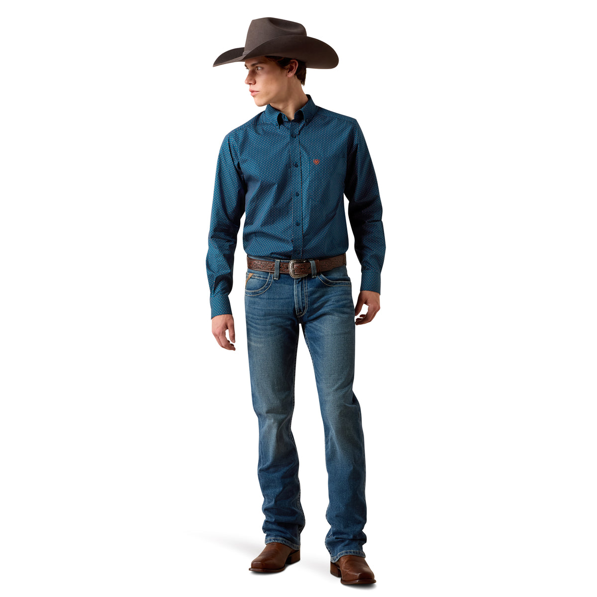 Ariat Men's Claude Fitted Shirt - Sailor Blue Micro Geometric Print