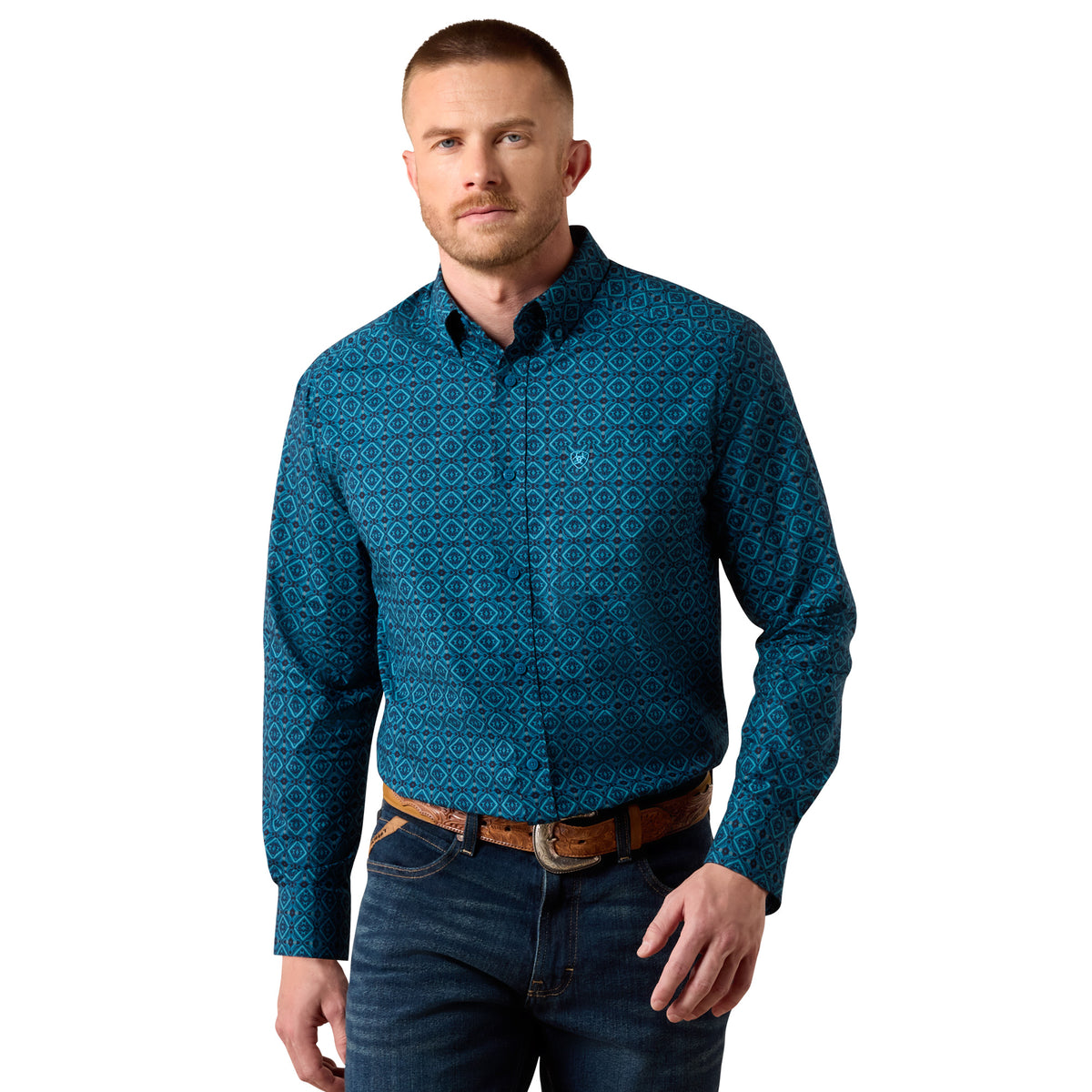 Ariat Men's Peck Classic Fit Shirt - Sailor Blue Medallion Print