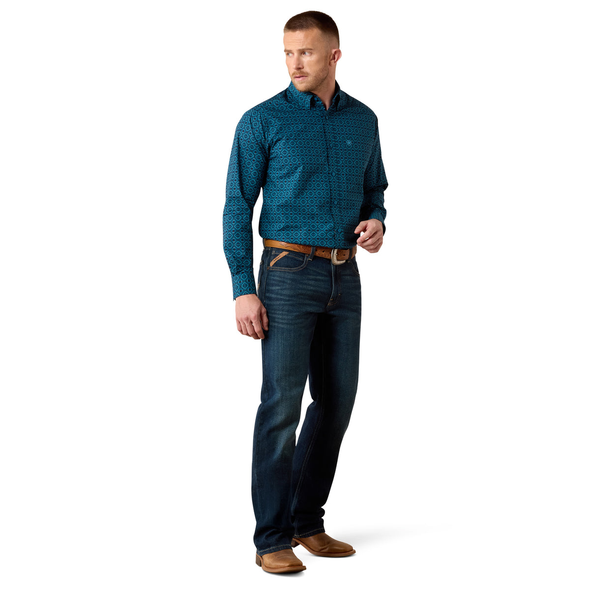 Ariat Men's Peck Classic Fit Shirt - Sailor Blue Medallion Print