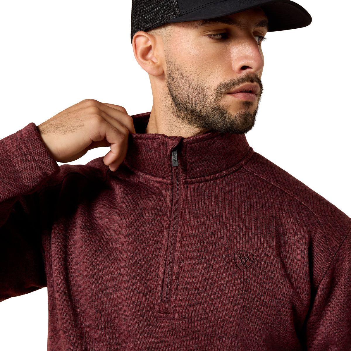 Ariat Men's Caldwell 1/4 Zip Sweater - Red Mahogany