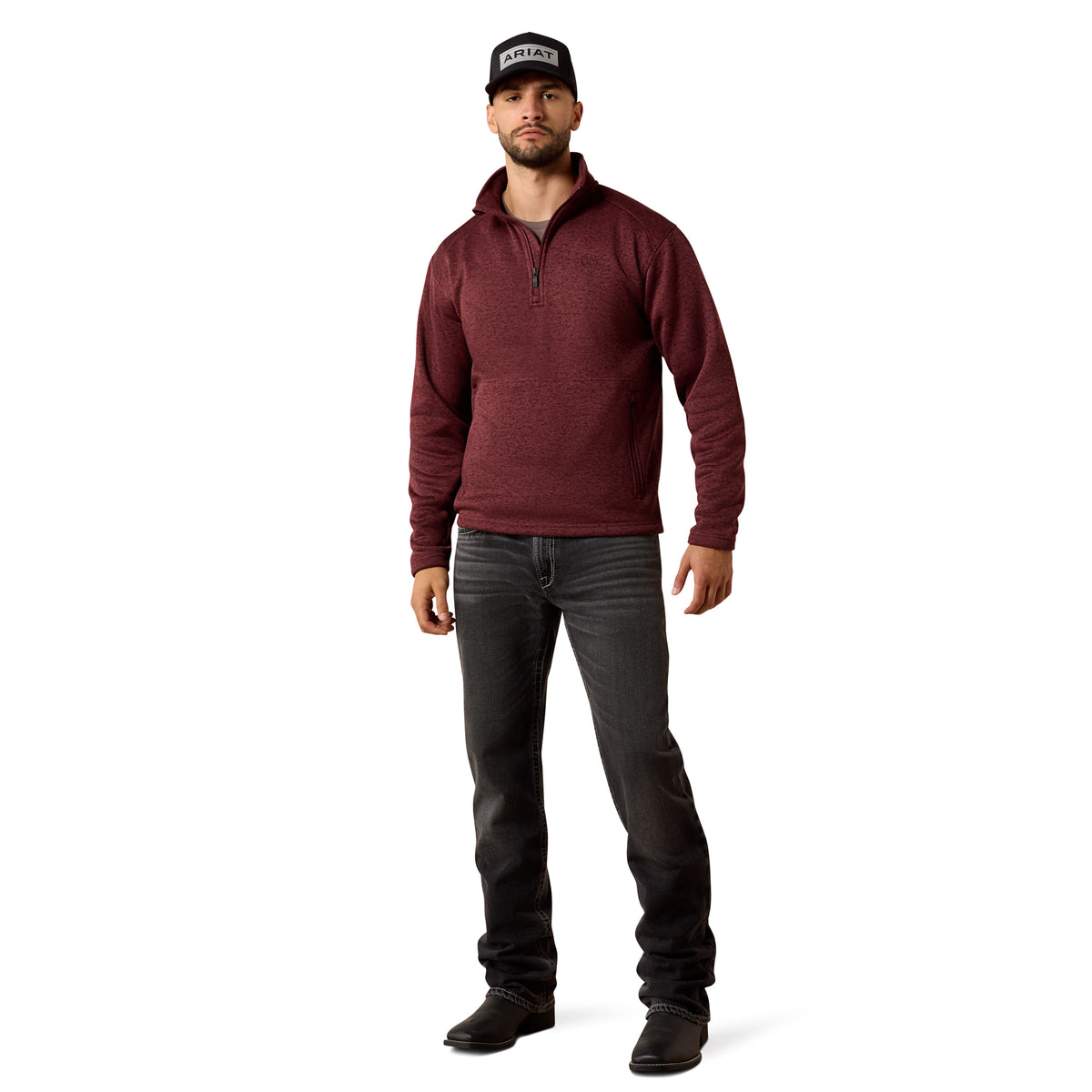 Ariat Men's Caldwell 1/4 Zip Sweater - Red Mahogany