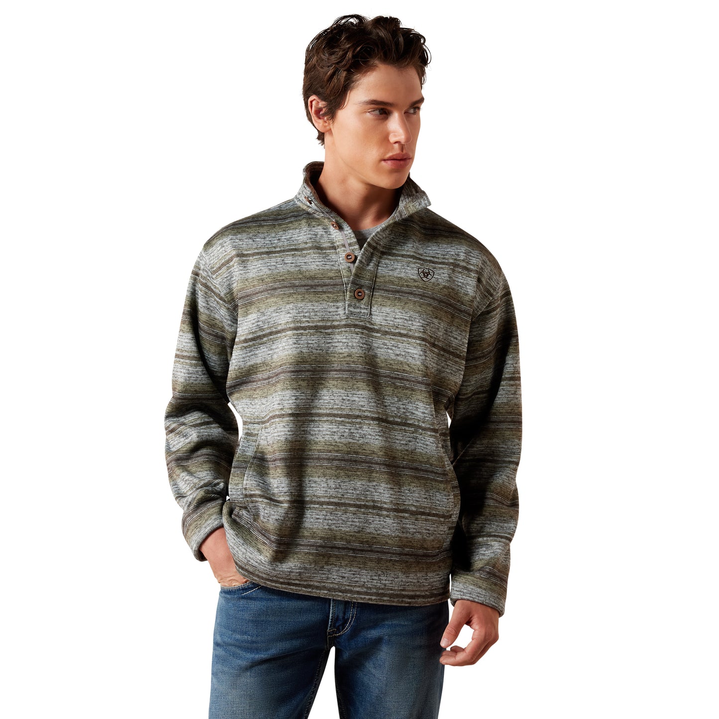 Ariat Men's Caldwell 1/4 Button Sweater - Storm Front Serape