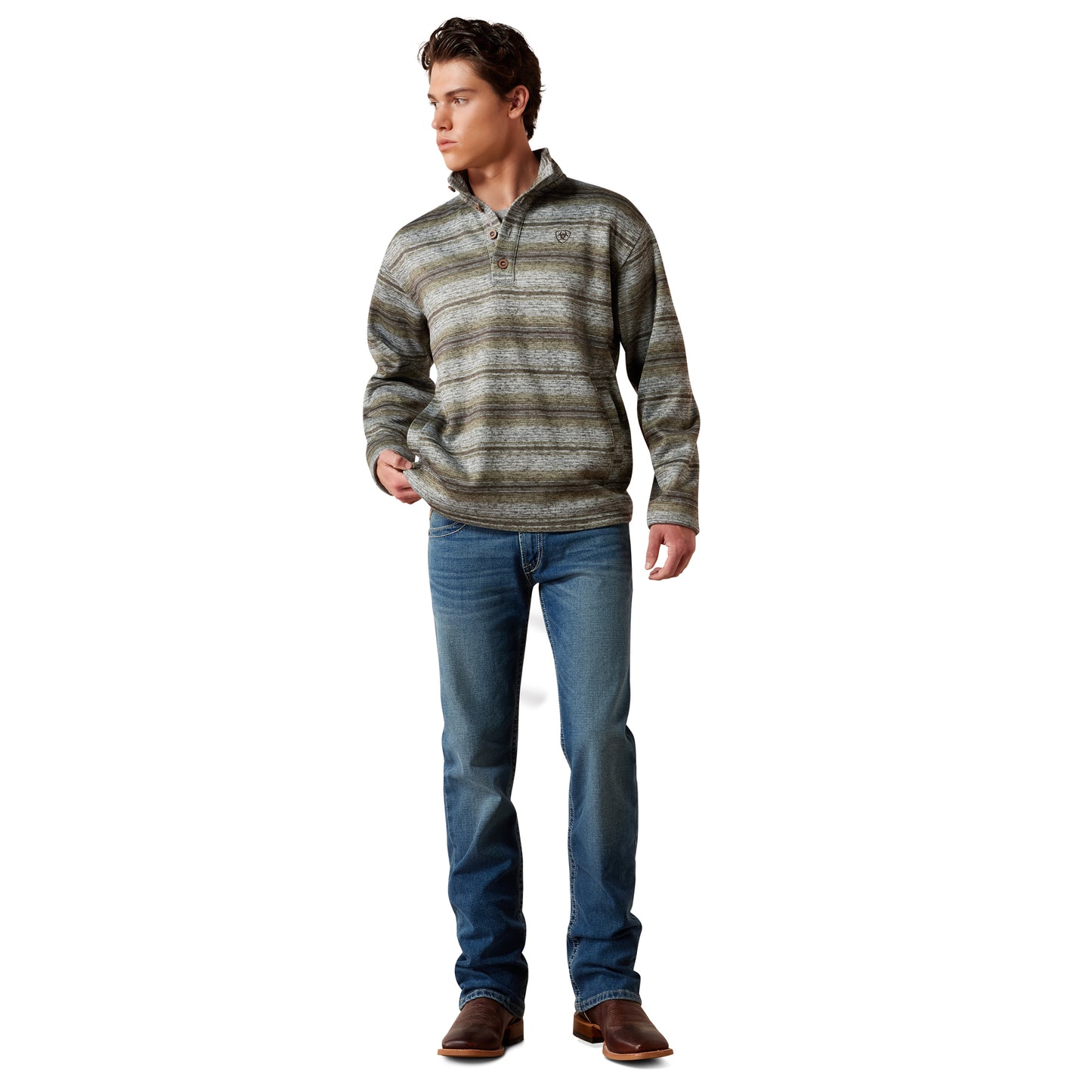 Ariat Men's Caldwell 1/4 Button Sweater - Storm Front Serape
